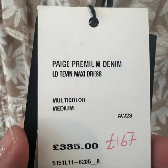 NWT Paige Tevin Boho Floral Maxi Dress Parchment m - Picture 4 of 8